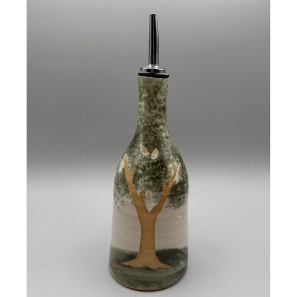 Source Unknown Other - Hand Glazed Earthy Tree Of Life Large  Olive Oil Dispenser Signed